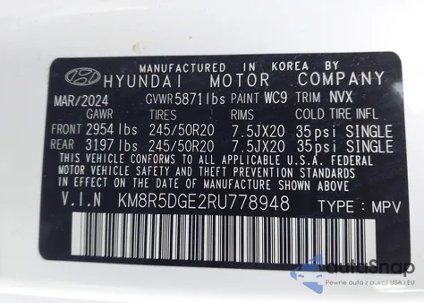 2024 Hyundai Palisade Limited from USA, damaged, VIN KM8R5DGE2RU778948